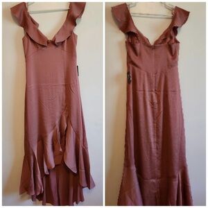 Express Pink Asymmetrical Ruffled Sundress